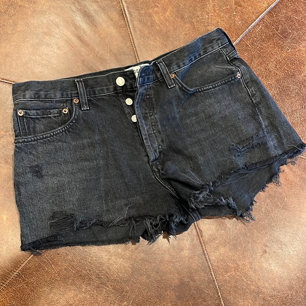 AGOLDE Parker Black Denim Shorts
